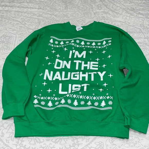 “I’m On The Naughty List” Christmas Crewneck Sweater - Picture 1 of 5